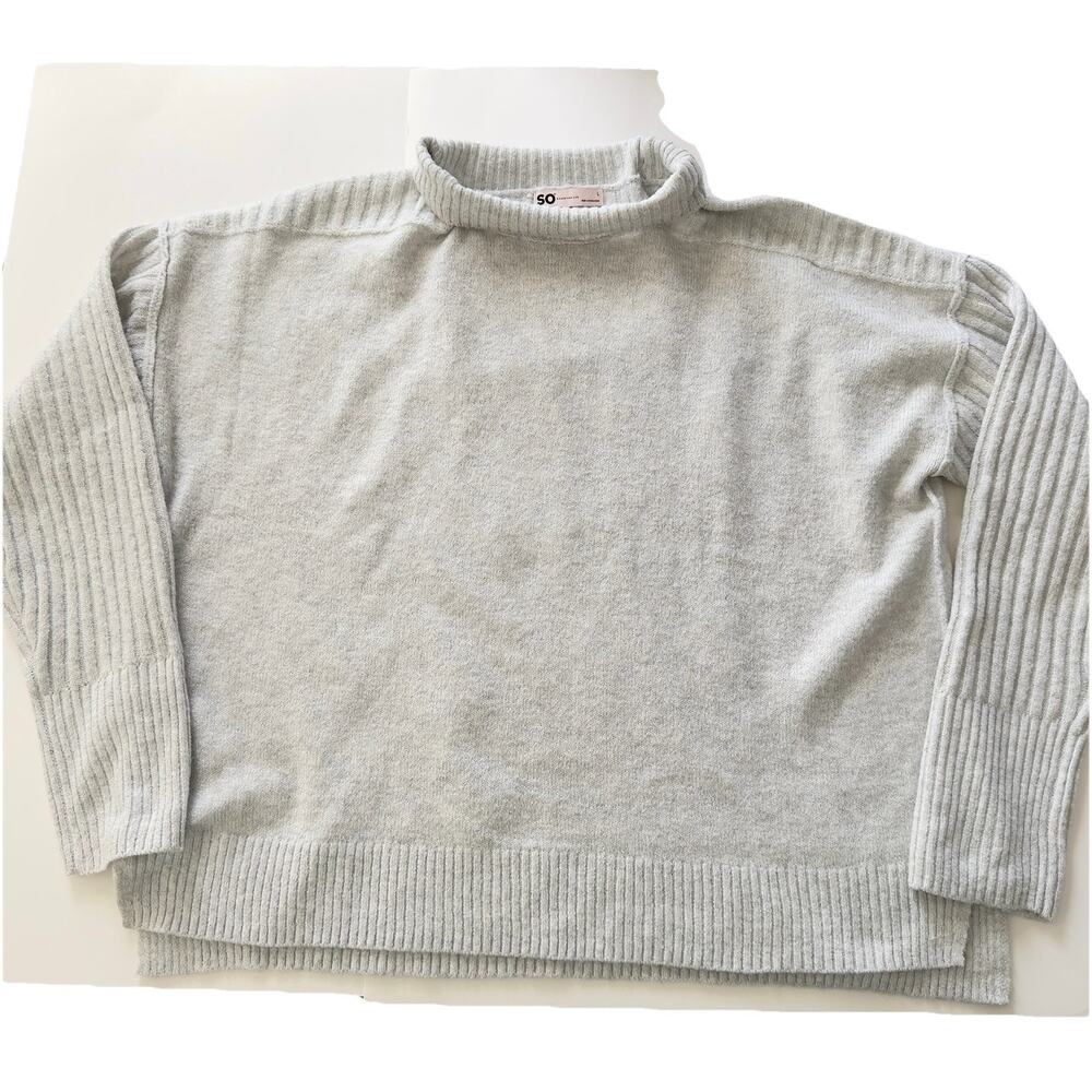 SO Goods For Life Grey Mock Neck Oversized Boxy Sweater - Size Large - Soft Knit